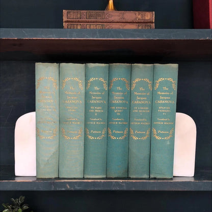 Classic Books by the Foot: Vintage Casanova Memoirs Complete 6 Volume Green Book Set European History Library Decor, Hardcover Display