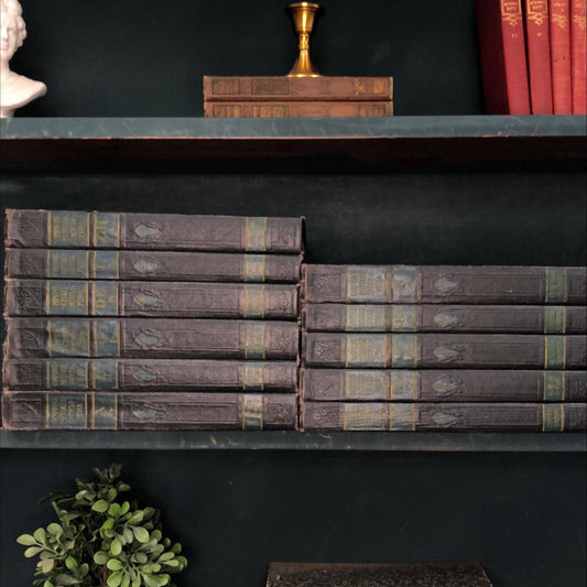Classic Books by the Foot: Vintage Black and Green Compton's Encyclopedia Books Dark Academic Library Decor, Hardcover Display