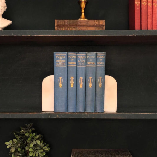 Classic Books by the Foot: Antique Blue Poetry Set 1902 Library of Poetical Literature English Cottage Library Decor, Hardcover Display