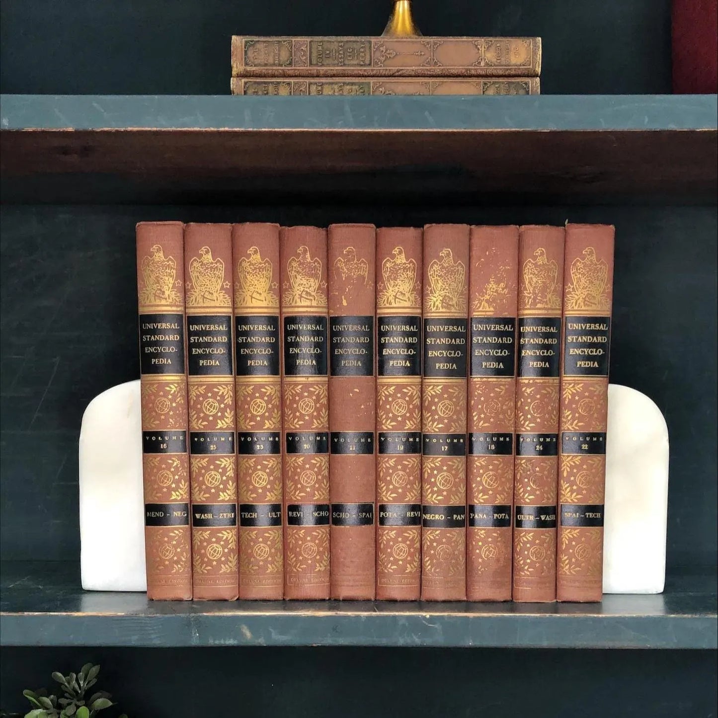 Classic Books by the Foot: Vintage Burgundy Encyclopedia Book Bundle Study Library Decor