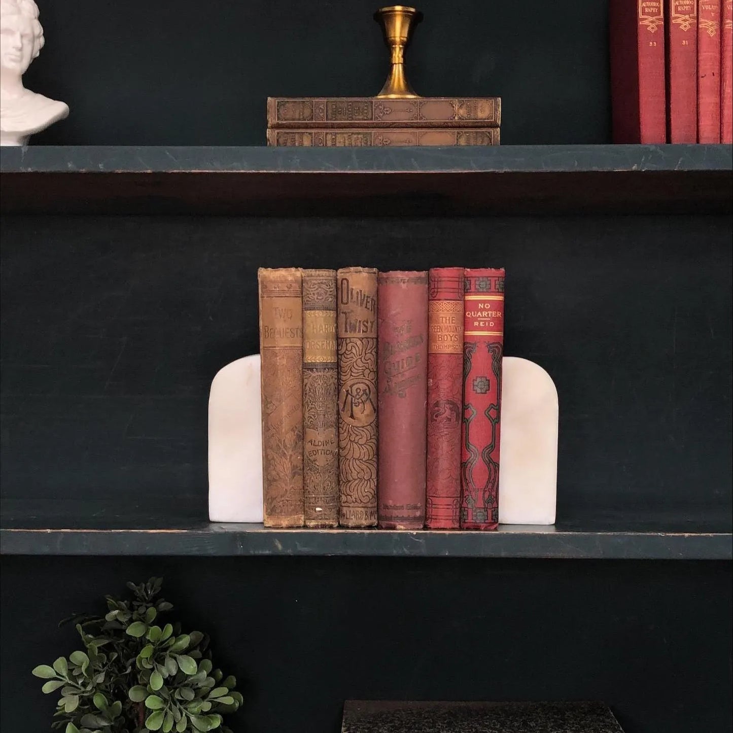 Classic Books by the Foot: Antiquarian Victorian Ornate Embossed Red and Brown 1800's Book Bundle Historic Home Decor, Display Hardcovers