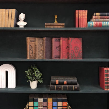 Classic Books by the Foot: Antiquarian Victorian Ornate Embossed Red and Brown 1800's Book Bundle Historic Home Decor, Display Hardcovers