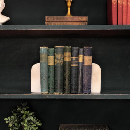Classic Books by the Foot: Antique Blue Green Gold Lettering Orante Embossed Book Bundle Dark Academia Library Decor, Display Hardcovers
