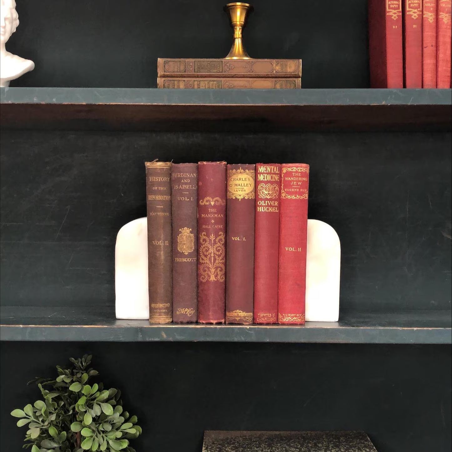 Classic Books by the Foot: Antique Victorian Red and Brown Book Collection 1800's Scholar Library Decor, Display Hardcovers