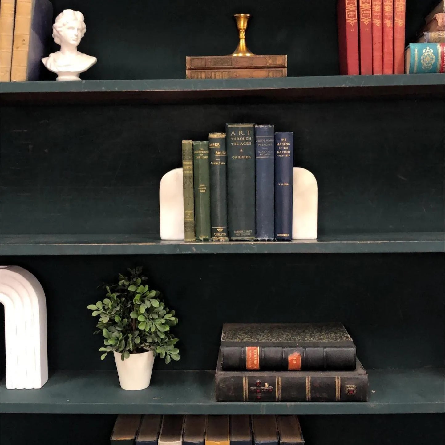 Classic Books by the Foot: Antique Blue and Green Book Bundle Victorian Study Decor