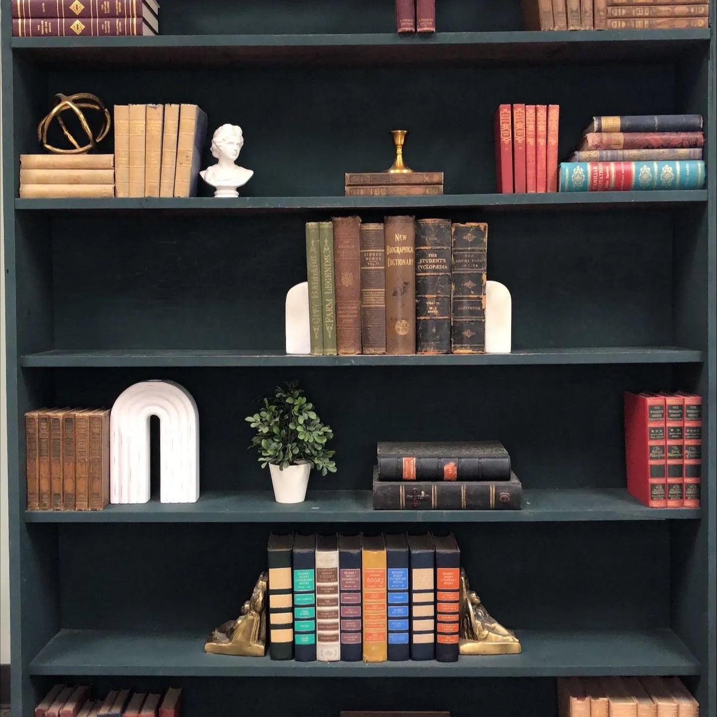 Classic Books by the Foot: Antique 19th Century Brown and Green Book Collection Victorian Study Library Decor
