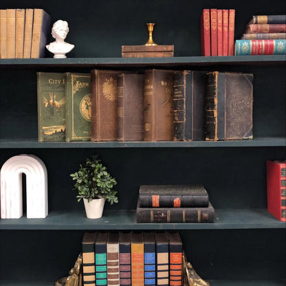 Classic Books by the Foot: Antique 19th Century Brown and Green Book Collection Victorian Study Library Decor
