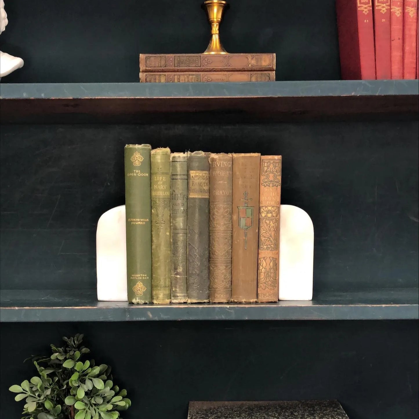 Classic Books by the Foot: Antique 1800's Brown and Green Book Bundle Earthy Farmhouse Estate Library Decor, Display Hardcovers