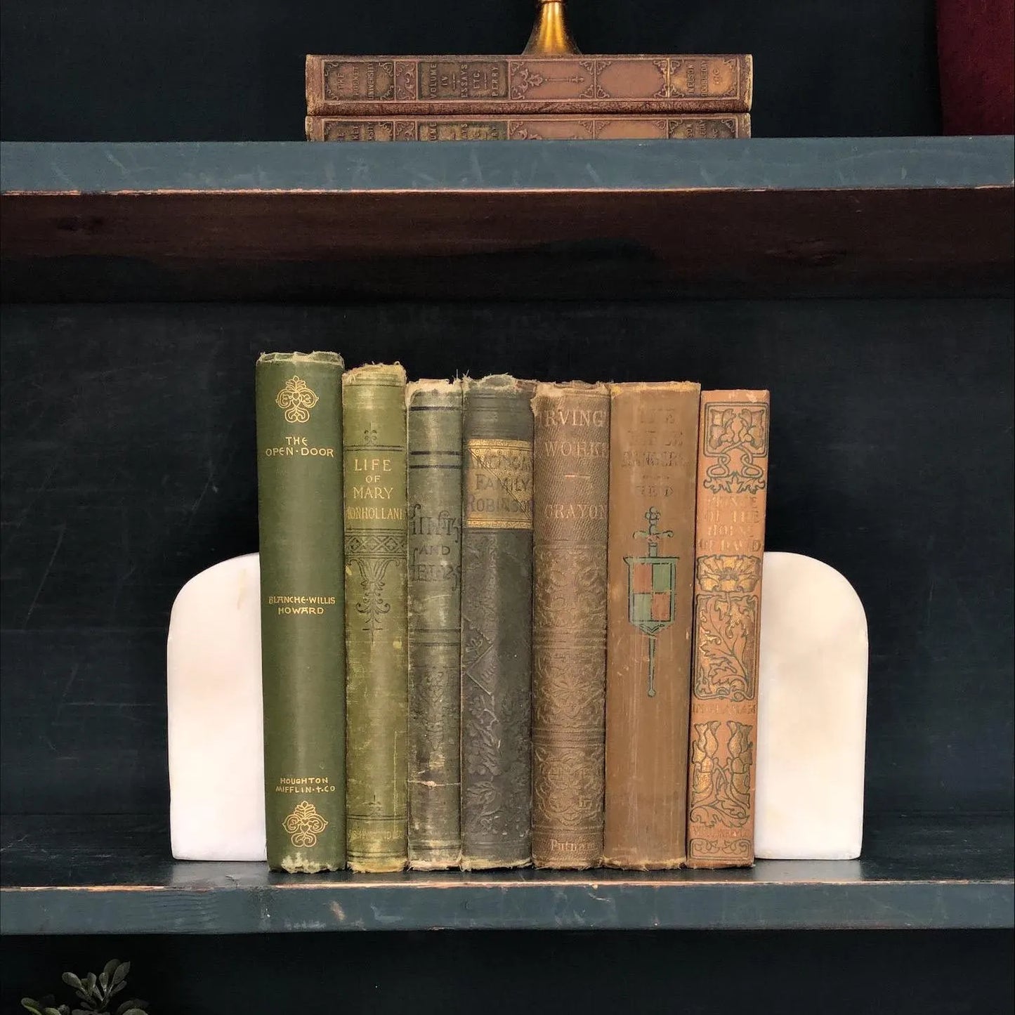 Classic Books by the Foot: Antique 1800's Brown and Green Book Bundle Earthy Farmhouse Estate Library Decor, Display Hardcovers