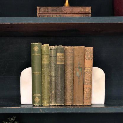 Classic Books by the Foot: Antique 1800's Brown and Green Book Bundle Earthy Farmhouse Estate Library Decor, Display Hardcovers