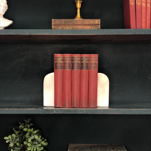 Classic Books by the Foot: Antique Burgundy Victorian Book Set Half-Hours with the Best Authors 1800's Dark Academia Library Decor