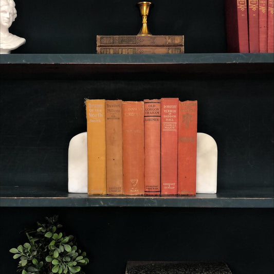 Classic Books by the Foot: Peach and Salmon Vintage Novel Bundle California Bungalow Library Shelf Decor, Hardcover Display