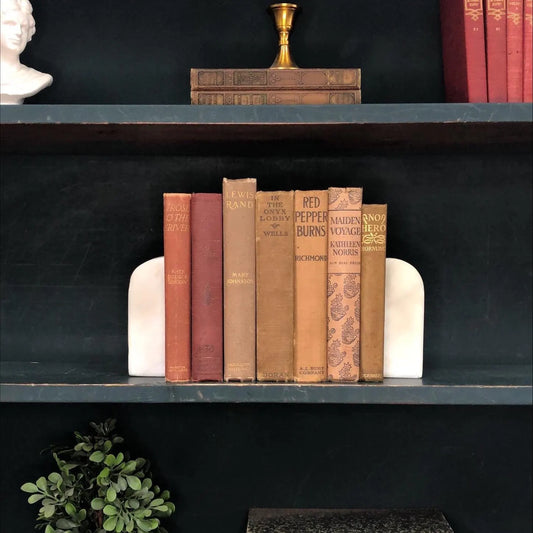 Classic Books by the Foot: Terracotta Vintage Novel Book Bundle Desert Cottage Library Decor, Hardcover Display