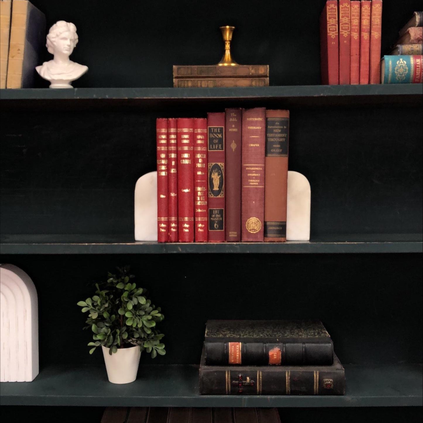 Classic Books by the Foot: Vintage Red Christian Theology Book Bundle Old Pastor Study Library Decor, Hardcover Display