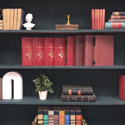 Classic Books by the Foot: Vintage Red Christian Theology Book Bundle Old Pastor Study Library Decor, Hardcover Display