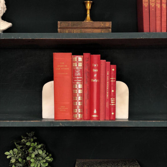 Classic Books by the Foot: Vintage Crimson Christian Book Bundle Theology Study Library Decor, Hardcover Display
