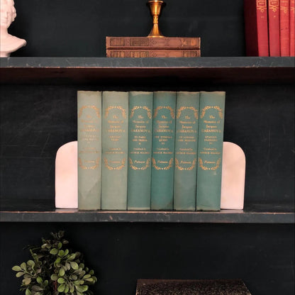 Classic Books by the Foot: Vintage Casanova Memoirs Complete 6 Volume Green Book Set European History Library Decor, Hardcover Display