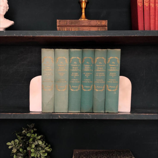 Classic Books by the Foot: Vintage Casanova Memoirs Complete 6 Volume Green Book Set European History Library Decor, Hardcover Display