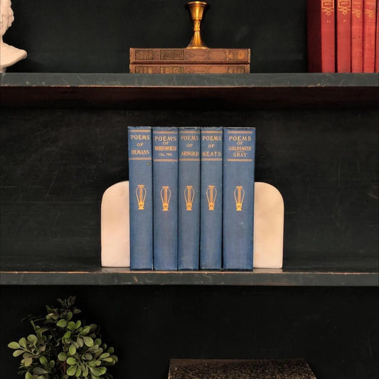 Classic Books by the Foot: Antique Blue Poetry Set 1902 Library of Poetical Literature English Cottage Library Decor, Hardcover Display