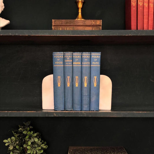 Classic Books by the Foot: Antique Blue Poetry Set 1902 Library of Poetical Literature English Cottage Library Decor, Hardcover Display