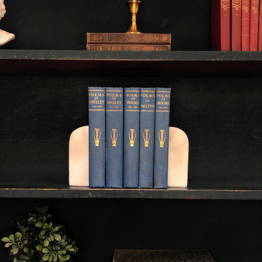 Classic Books by the Foot: Antique Blue Poetry Set 1902 Library of Poetical Literature English Cottage Library Decor, Hardcover Display