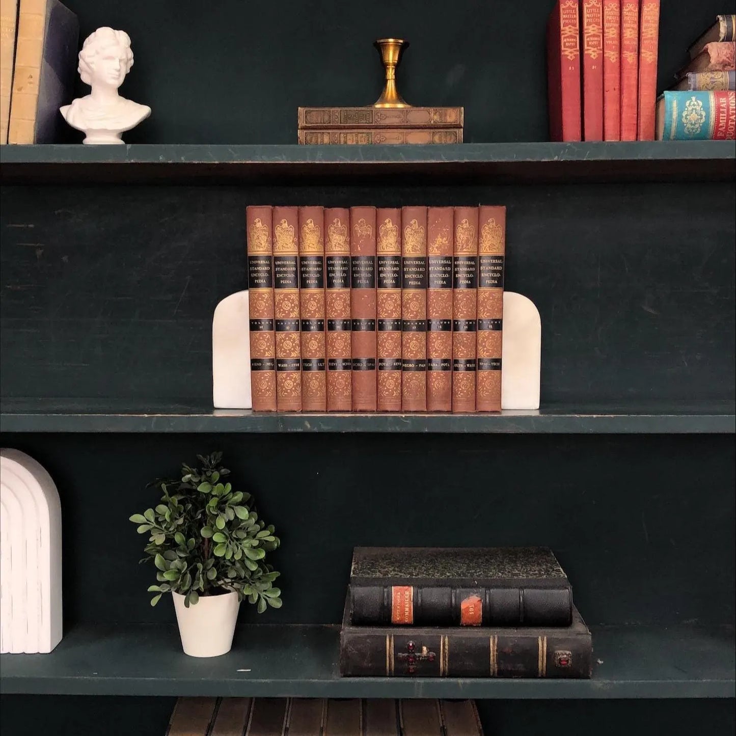 Classic Books by the Foot: Vintage Burgundy Encyclopedia Book Bundle Study Library Decor