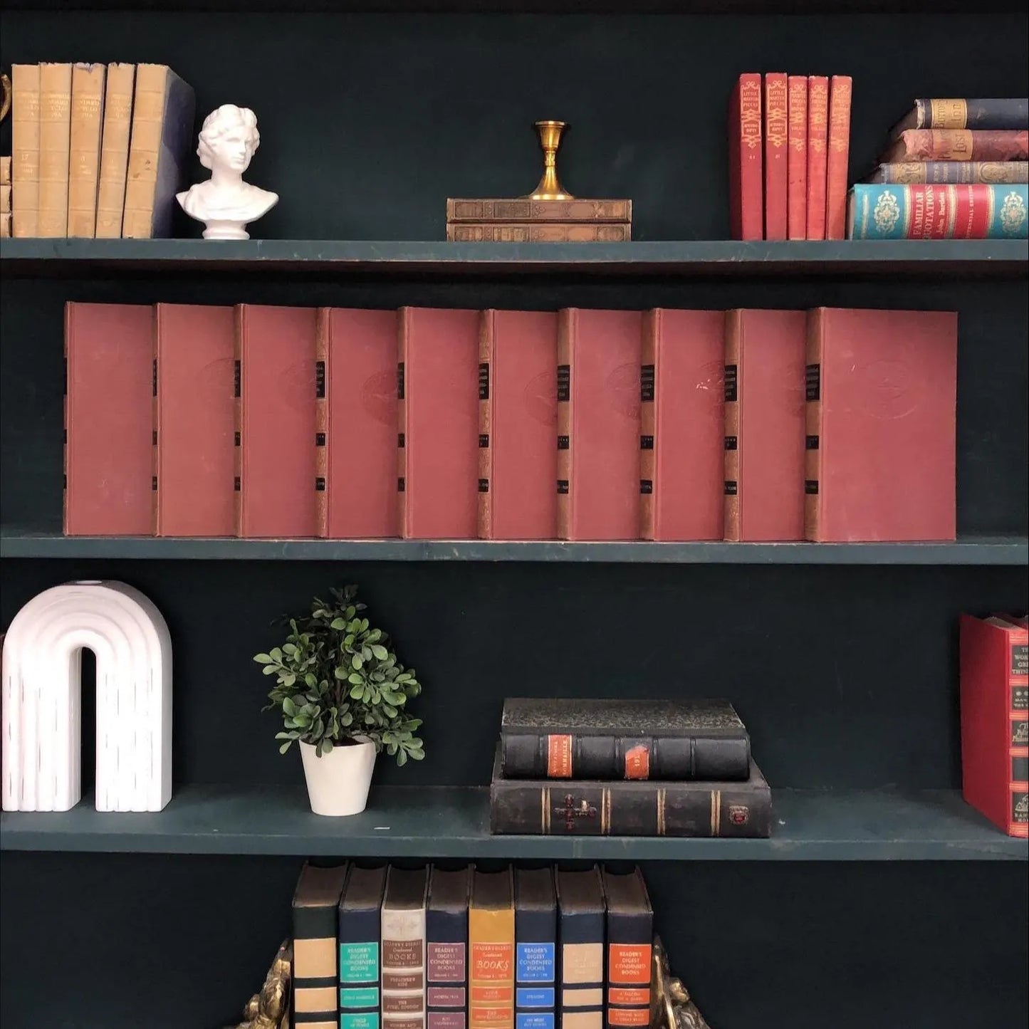 Classic Books by the Foot: Vintage Burgundy Encyclopedia Book Bundle Study Library Decor