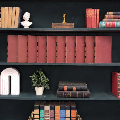 Classic Books by the Foot: Vintage Burgundy Encyclopedia Book Bundle Study Library Decor