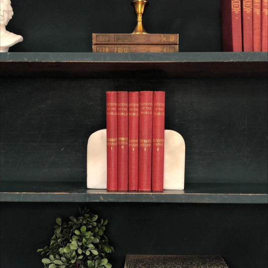 Classic Books by the Foot: Antique Red 1900's Nations of the World Book Collection Historical Library Decor, Display Hardcovers