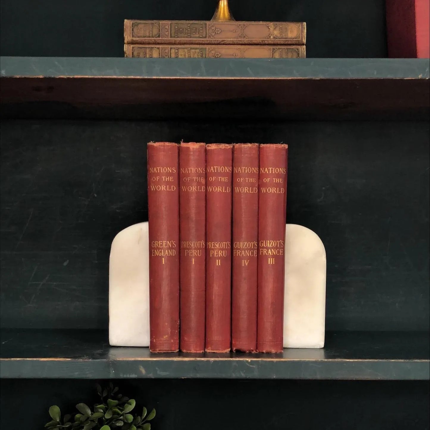 Classic Books by the Foot: Antique Red 1900's Nations of the World Book Collection Historical Library Decor, Display Hardcovers