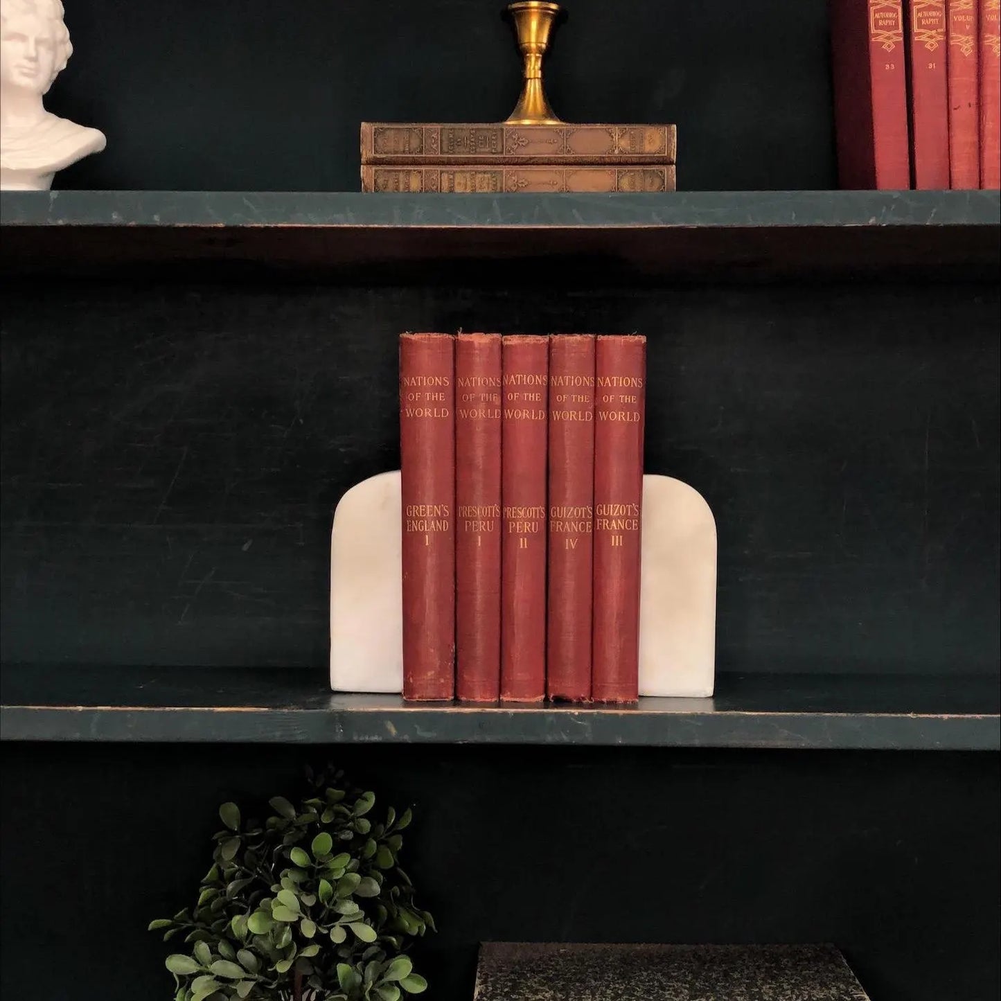 Classic Books by the Foot: Antique Red 1900's Nations of the World Book Collection Historical Library Decor, Display Hardcovers