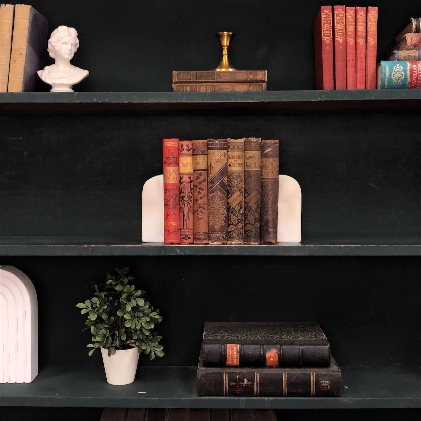 Classic Books by the Foot: Antique Red and Brown Ornate Embossed Victorian Book Set Historic Home Decor, Display Hardcovers
