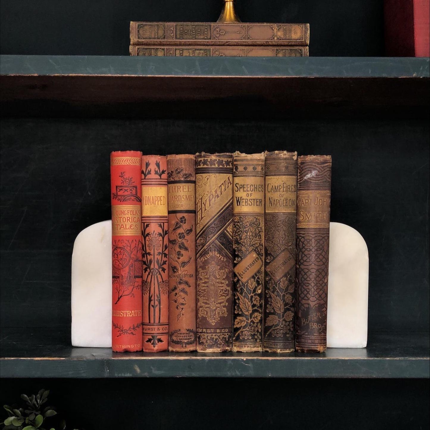 Classic Books by the Foot: Antique Red and Brown Ornate Embossed Victorian Book Set Historic Home Decor, Display Hardcovers
