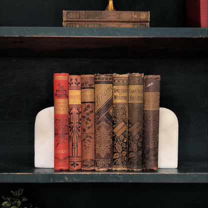 Classic Books by the Foot: Antique Red and Brown Ornate Embossed Victorian Book Set Historic Home Decor, Display Hardcovers