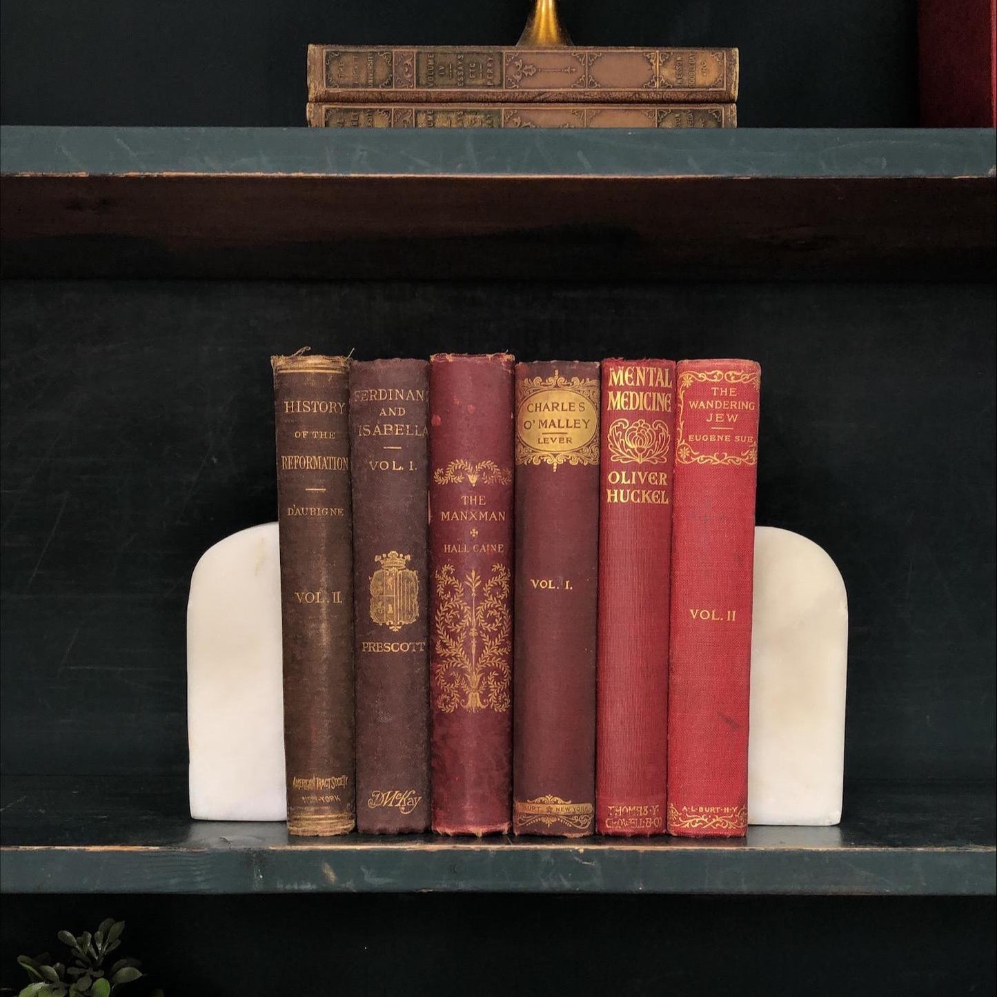 Classic Books by the Foot: Antique Victorian Red and Brown Book Collection 1800's Scholar Library Decor, Display Hardcovers