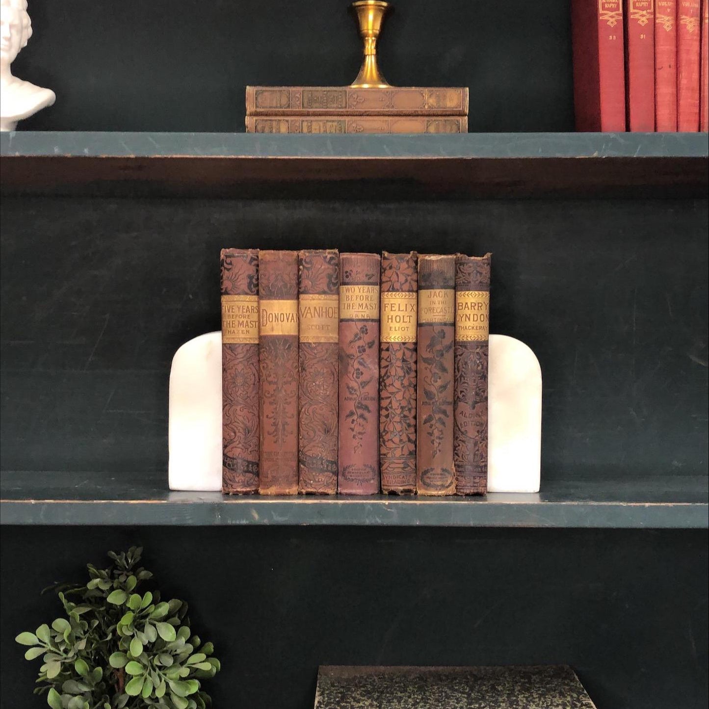 Classic Books by the Foot: Antique Victorian Brown and Gold Ornate Floral Embossed Bindings 19th Century Library Decor