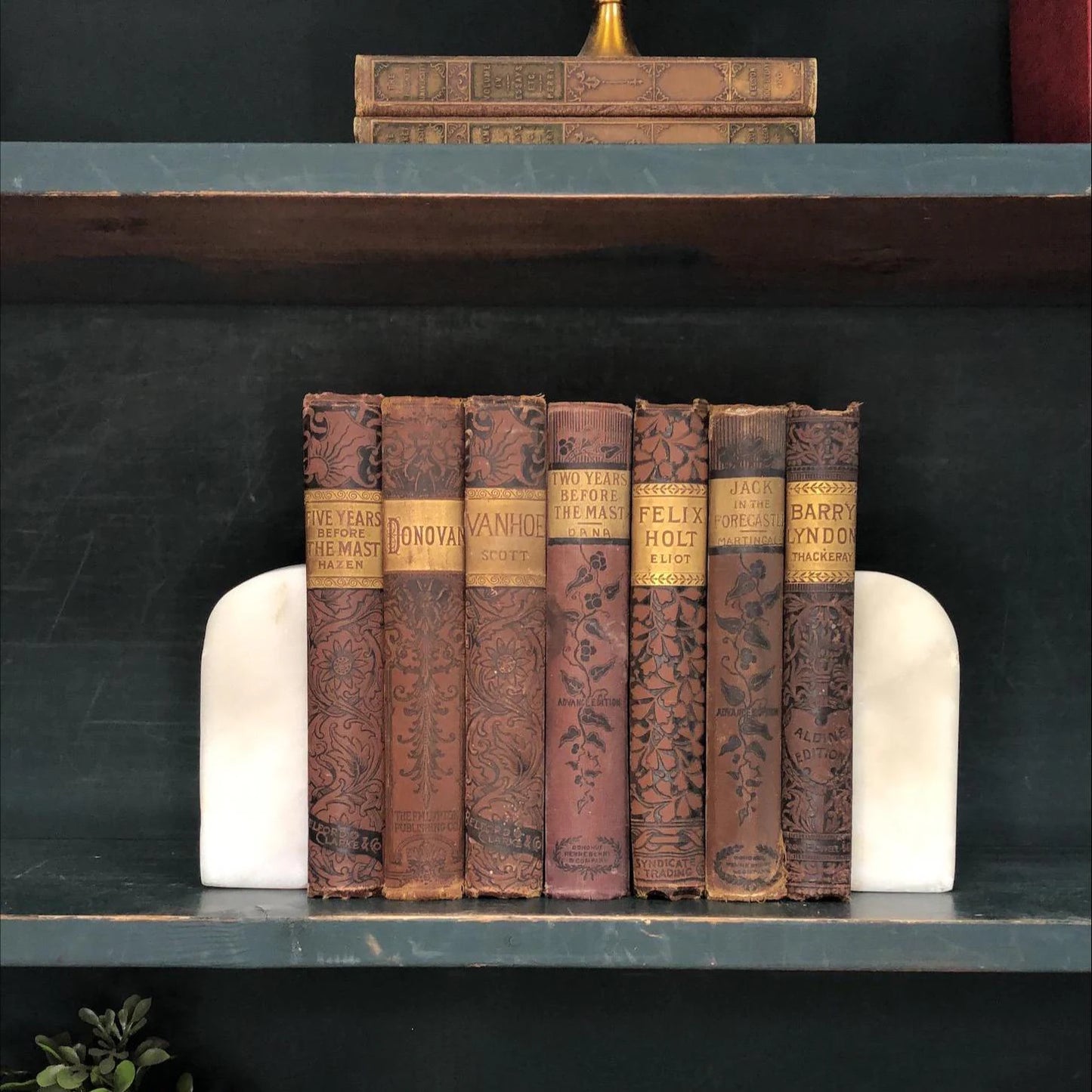 Classic Books by the Foot: Antique Victorian Brown and Gold Ornate Floral Embossed Bindings 19th Century Library Decor