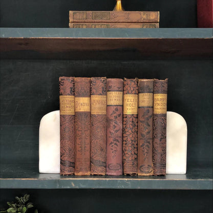 Classic Books by the Foot: Antique Victorian Brown and Gold Ornate Floral Embossed Bindings 19th Century Library Decor
