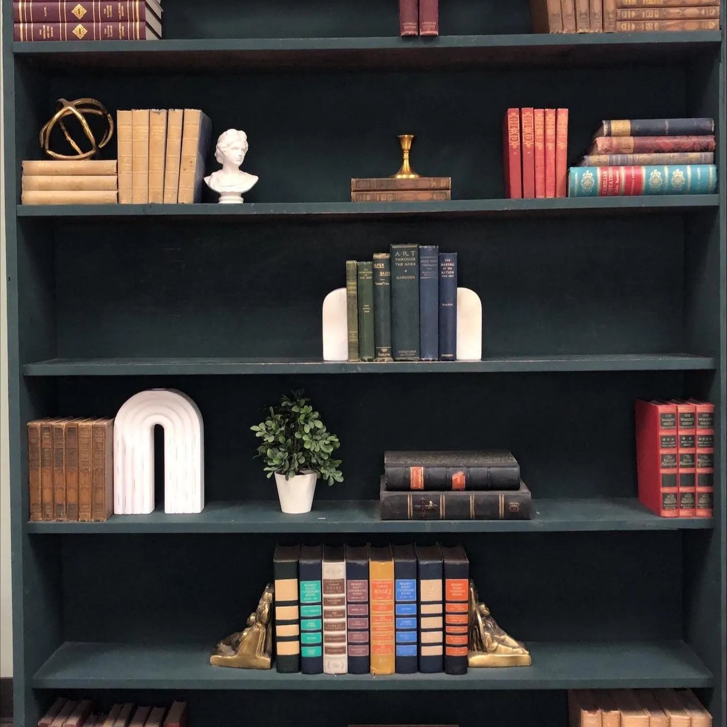 Classic Books by the Foot: Antique Blue and Green Book Bundle Victorian Study Decor