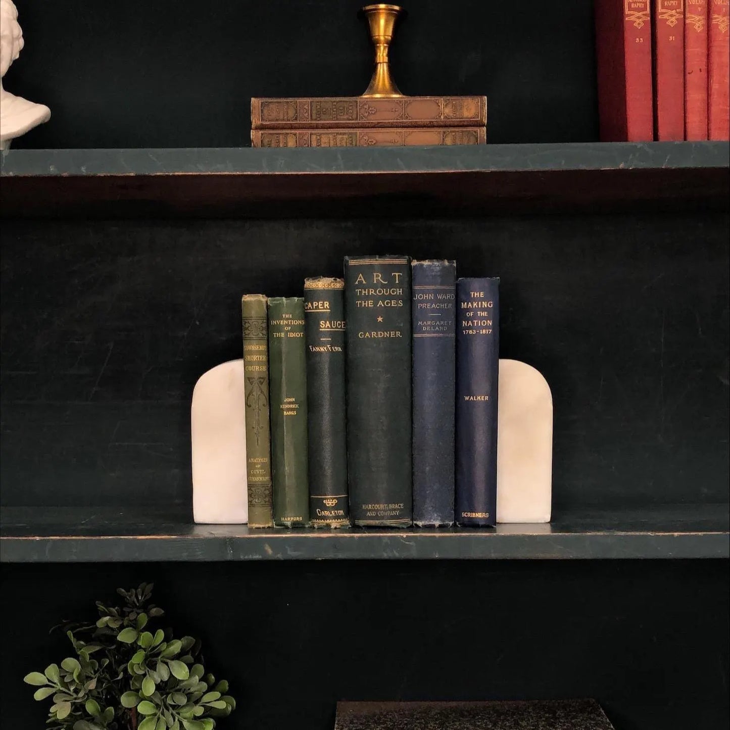 Classic Books by the Foot: Antique Blue and Green Book Bundle Victorian Study Decor