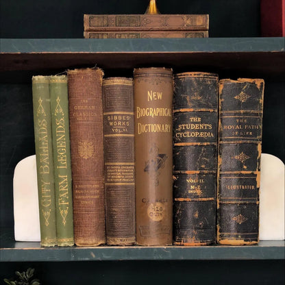 Classic Books by the Foot: Antique 19th Century Brown and Green Book Collection Victorian Study Library Decor