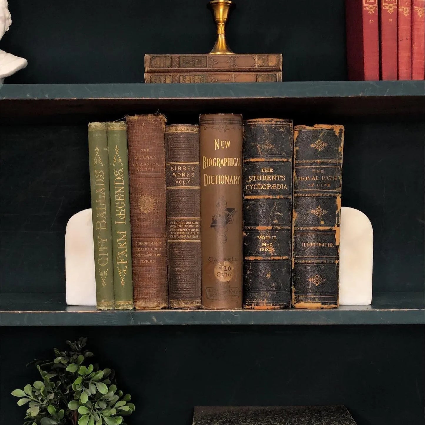 Classic Books by the Foot: Antique 19th Century Brown and Green Book Collection Victorian Study Library Decor