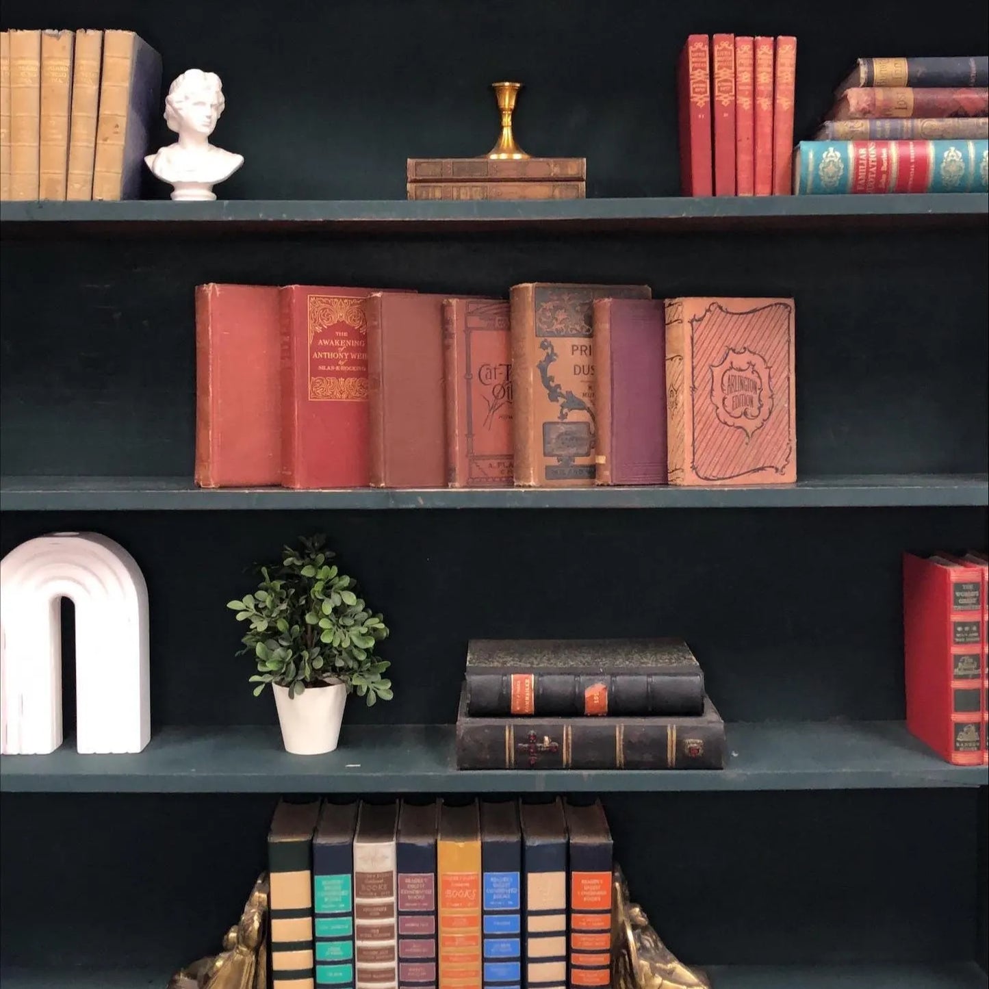 Classic Books by the Foot: Antique Burgundy and Brown 19th Century Book Bundle Victorian Parlor Decor