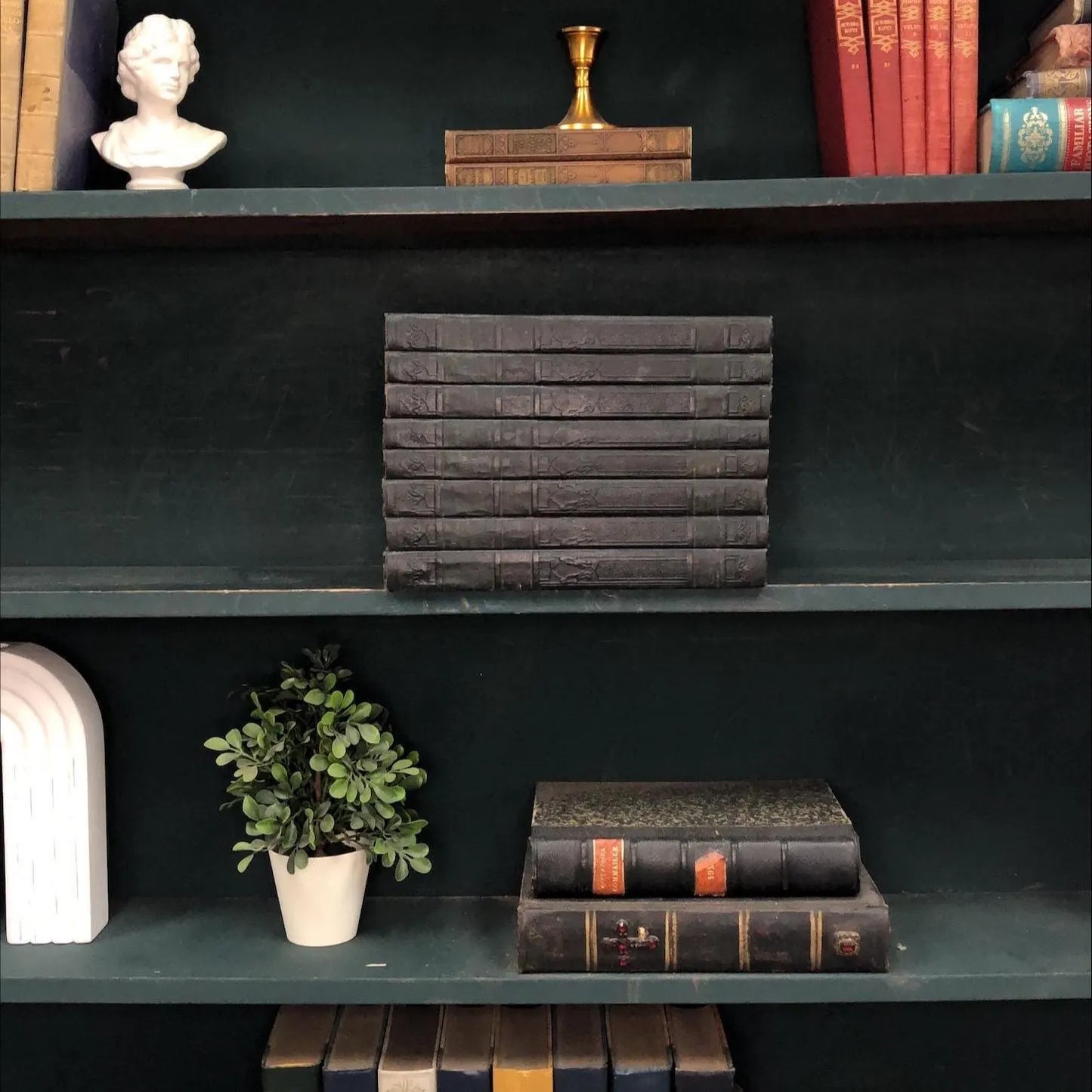 Classic Books by the Foot: Vintage Black Encyclopedia Book Bundle Dark Academia Library Decor