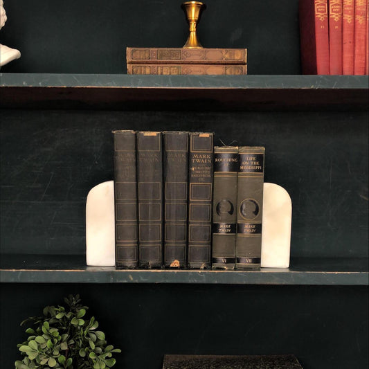 Classic Books by the Foot: Antique Mark Twain Classic Novel Collection Dark Green American Literature Library Decor, Display Hardcovers