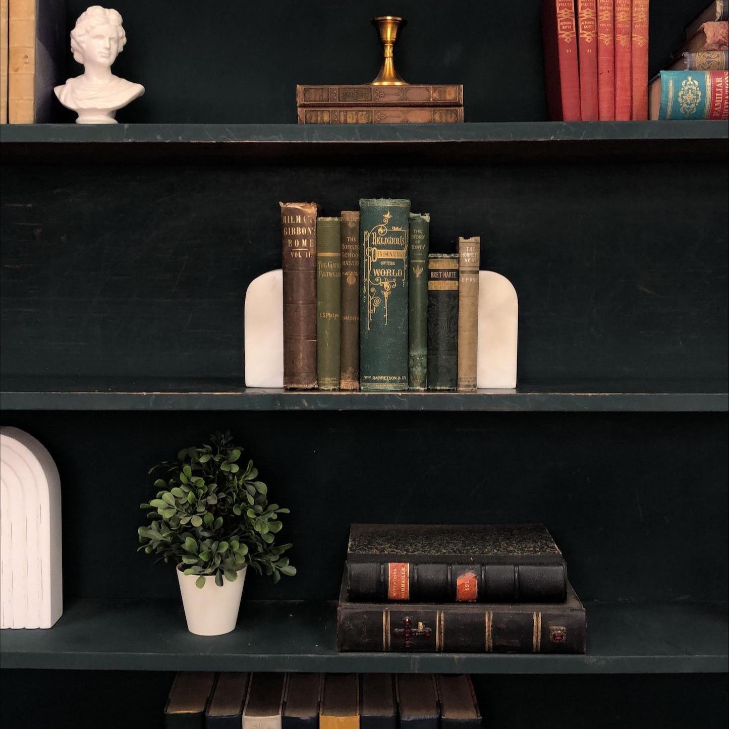 Classic Books by the Foot: Antique Green and Brown 1800's Book Collection Early Estate Library Decor, Display Hardcovers