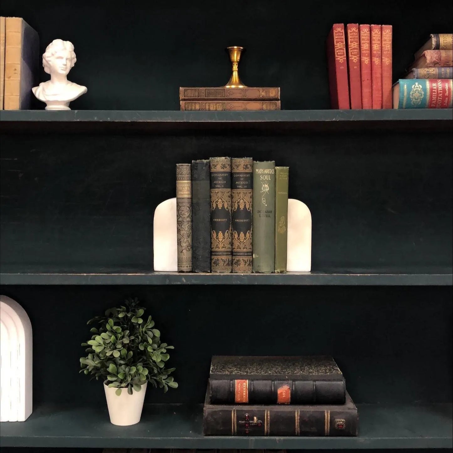 Classic Books by the Foot: Antique Ornate Green Book Collection Scholar Library Decor, Display Hardcovers
