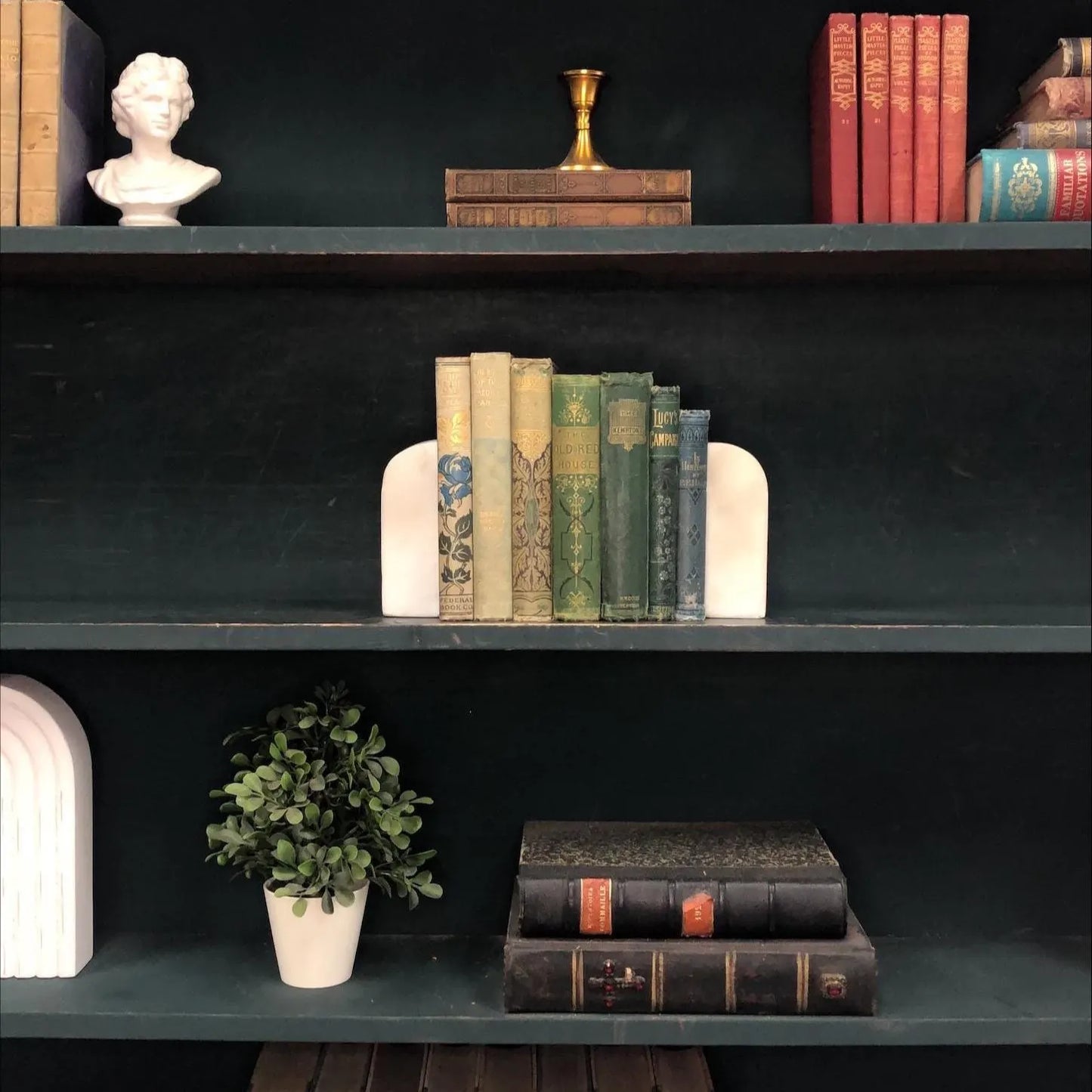 Classic Books by the Foot: Victorian Green and Ivory Ornate and Embossed Book Collection 19th Century Library Decor, Display Hardcovers