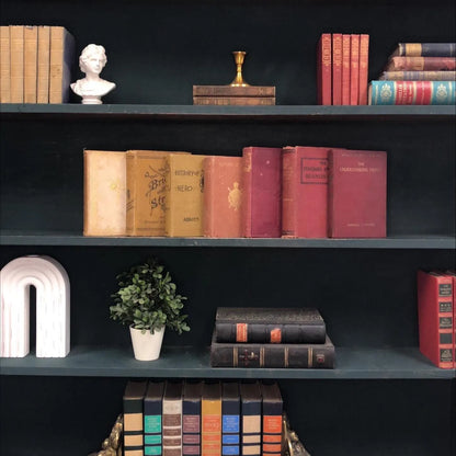 Classic Books by the Foot: Antique Victorian Estate Library Red and Brown Book Bundle 19th Century Dark Academia Decor, Display Hardcovers