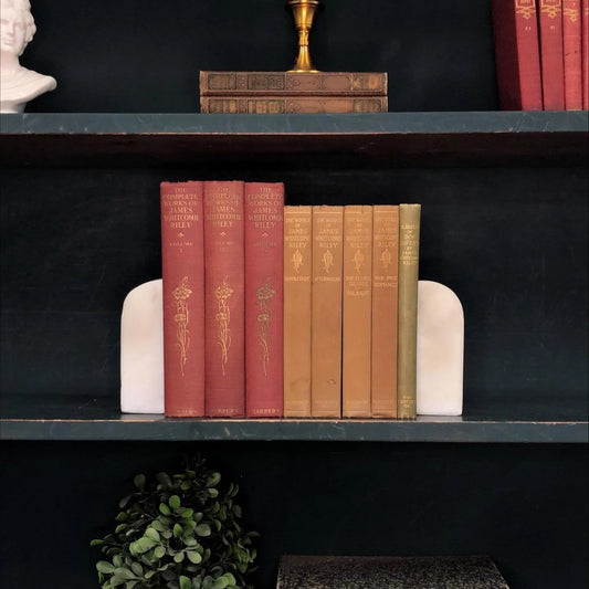 Classic Books by the Foot: Antique Americana Red and Brown Poetry Books James Whitcomb Riley Collection Cottagecore Library Decor